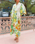 Flowing Floral Shirt Style Dress