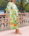 Flowing Floral Shirt Style Dress