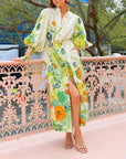 Flowing Floral Shirt Style Dress