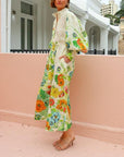 Flowing Floral Shirt Style Dress
