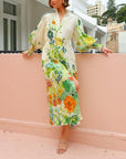 Flowing Floral Shirt Style Dress