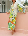 Flowing Floral Shirt Style Dress