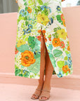 Flowing Floral Shirt Style Dress