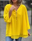 Lightweight Chiffon Zipper Shirt