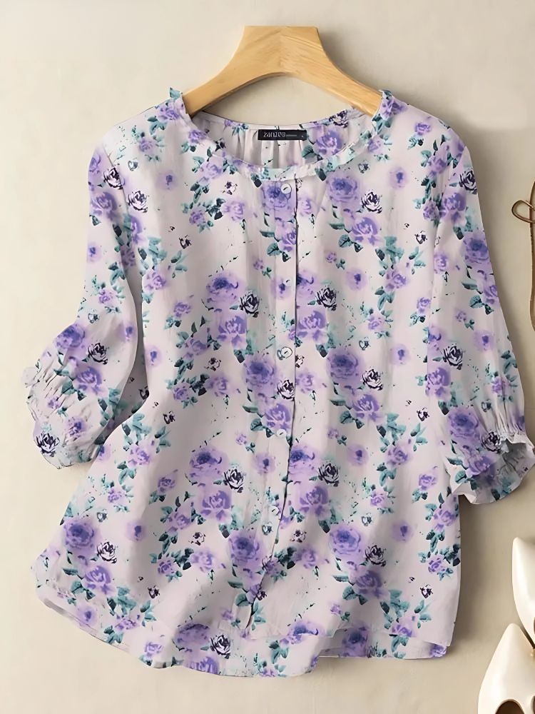 Boho Floral Print Blouse