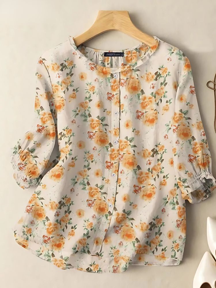 Boho Floral Print Blouse
