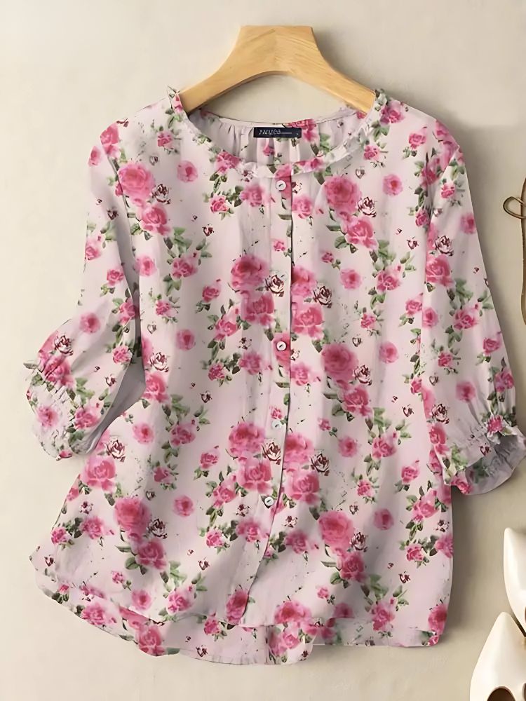 Boho Floral Print Blouse