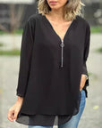 Lightweight Chiffon Zipper Shirt