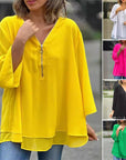 Lightweight Chiffon Zipper Shirt