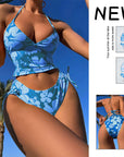 Printed Lace-Up Split Bikini