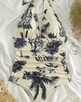 Neck Strap Printed One-Piece Bikini