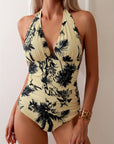 Neck Strap Printed One-Piece Bikini