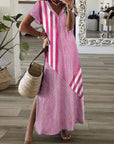 Elegant V Neck Printed Dress