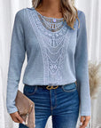 Lace Patchwork Round Neck Top