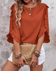 Elegant Round Neck Lace Trim Top