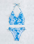 Printed Lace-Up Split Bikini