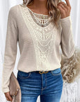 Lace Patchwork Round Neck Top