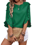 Elegant Round Neck Lace Trim Top