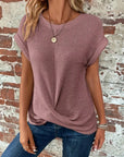 Elegant Short Sleeve Twist Top