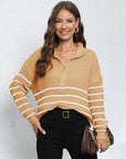 Mock Neck Long Sleeve Zip-Up Sweater