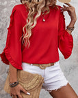 Elegant Round Neck Lace Trim Top