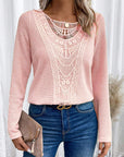 Lace Patchwork Round Neck Top