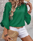 Elegant Round Neck Lace Trim Top
