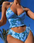 Printed Lace-Up Split Bikini