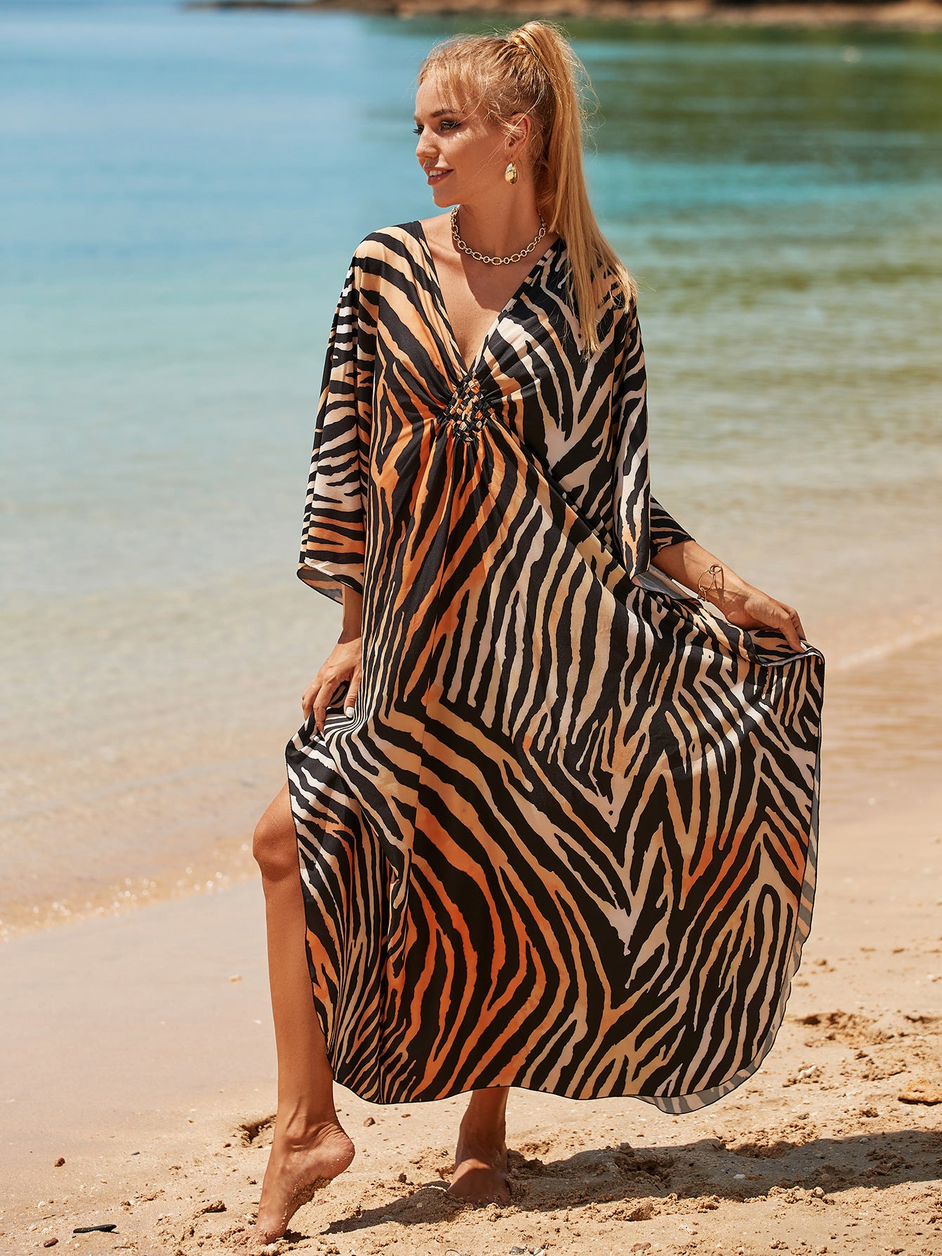 Seaside Calm Kaftan Dress