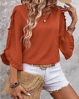 Elegant Round Neck Lace Trim Top