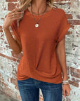 Elegant Short Sleeve Twist Top