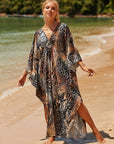 Coral Breeze Kimono Dress