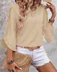Elegant Round Neck Lace Trim Top