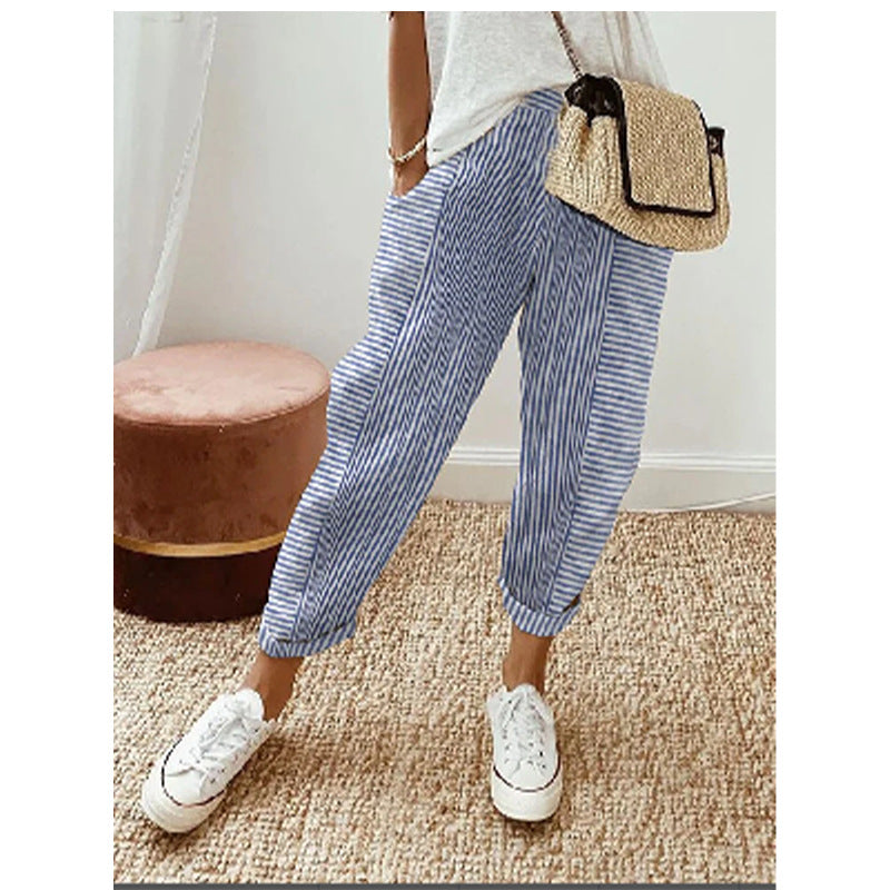 Casual Striped Stitching Pants