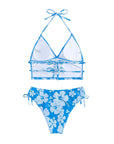 Printed Lace-Up Split Bikini