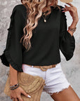Elegant Round Neck Lace Trim Top