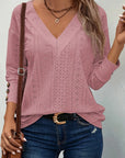 Breathable Eyelet V-Neck Top
