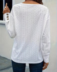 Breathable Eyelet V-Neck Top