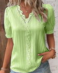 Casual V-Neck Lace Blouse