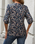 Print V-Neck Floral Blouse