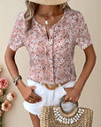 Floral Notched Neck Blouse