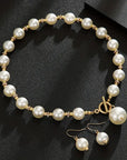 Pearl Decor Necklace + Earrings
