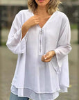 Lightweight Chiffon Zipper Shirt
