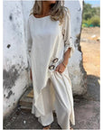 Elegant Cotton And Linen Two Piece Dress