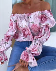 Colorful printed one-shoulder casual top