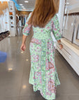 V-Neck 3/4 Sleeve Vacation Dress