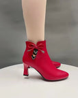 Fashion Pointed Toe Ankle Boots With Bow