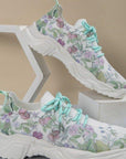 Breathable Lace-Up Sneakers with Floral Pattern