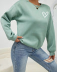 Heart Print Pullover Sweatshirt