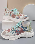 Breathable Lace-Up Sneakers with Floral Pattern